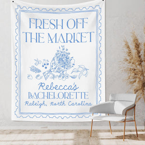 Custom Bachelorette Party Decor, Fresh Off The Market Bachelorette Party Banner, She Off Market Bridal Shower Backdrop, Bride To Be Party