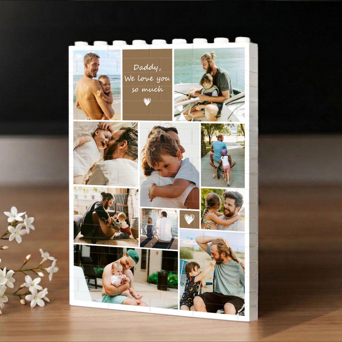 Custom Photo Collage Dad And Kids Building Blocks, Gift for Dad, Best Dad Gift, Fathers Day Picture Collage, Gift For Husband, Birthday Gift