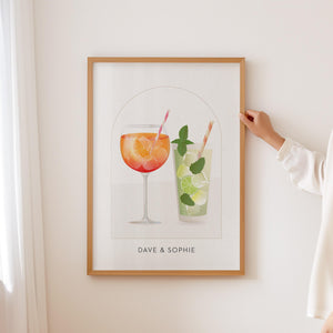 Personalised Name Wine, Beer & Cocktail Wall Art, Bar Cart Decor, Cocktail Bar At Home Decor