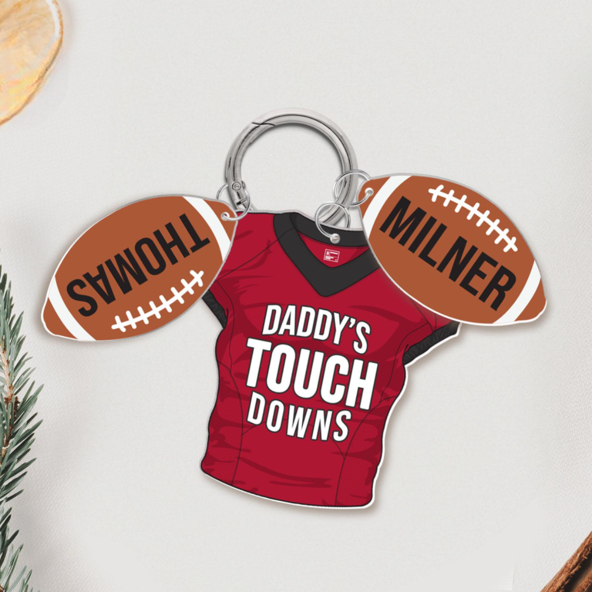 Daddy's Touchdowns Keychain, Personalized Father's Day Gift, Custom Football Dad Gift, Dad Gift From Son Daughter, Daddy's Team Keyring