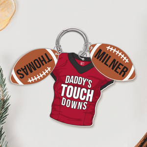Daddy's Touchdowns Keychain, Personalized Father's Day Gift, Custom Football Dad Gift, Dad Gift From Son Daughter, Daddy's Team Keyring