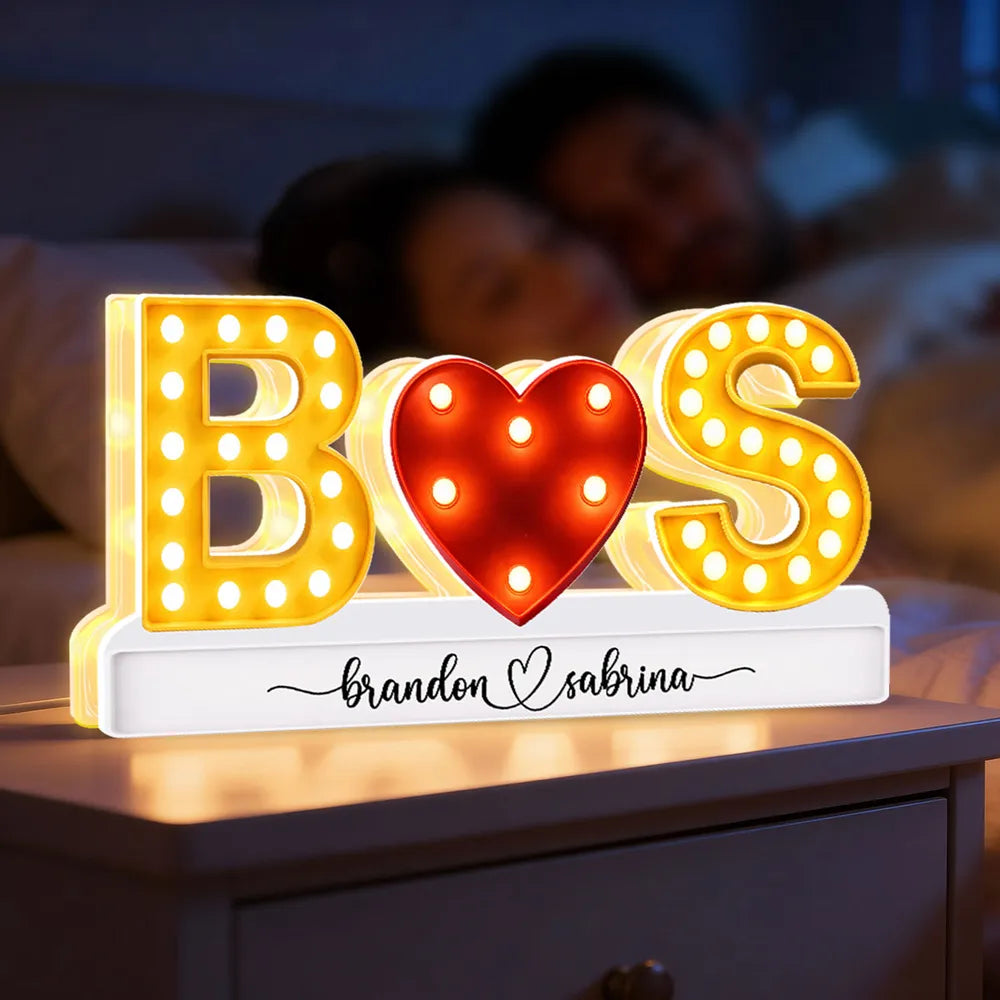 Eternal Love Couple Initials - Personalized Acrylic Light Box - Heartfelt Valentine's Day Gift, Anniversary Gift For Couple