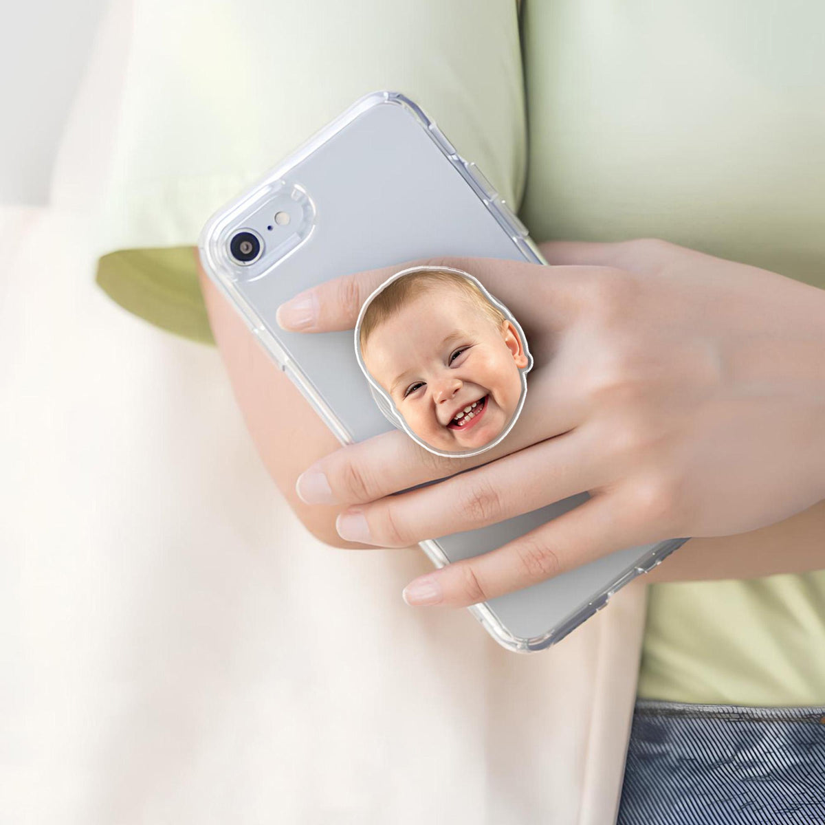 Personalized Baby Face Phone Grip Stand, Custom Funny Photo Phone Grip, Baby Photo Phone Grip Holder, Birthday Gifts, Phone Accessories
