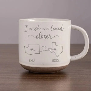 Long Distance Family - Personalized Pottery Mug - Gift For Family
