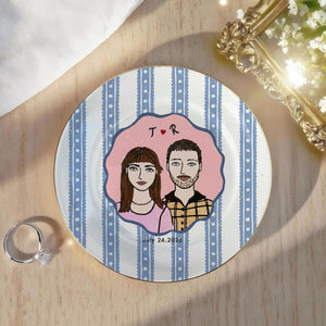 Custom Engagement Ring Dish, Personalized Proposal Portrait Ring Dish, Engaged Jewelry Tray, Trinket Tray for Couples, Engagement Gift