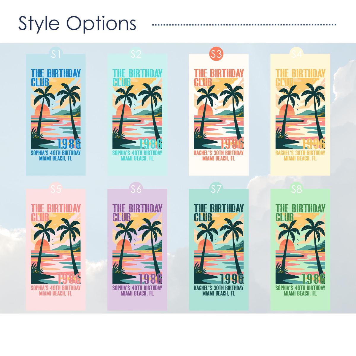 Custom The Birthday Club Beach Towels for Girl, Birthday Trip Pool Towel, Tropical Towel Gift, Beach Lover's Gifts, 30/40/50/60th Birthday Party
