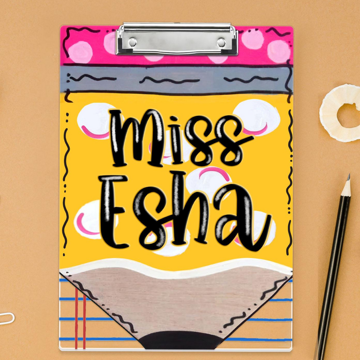 Personalized Teacher Appreciation Gift, Custom Pencil Teacher Acrylic Clipboard, Teacher Name Clipboard, End Of Year, Back to School Gift