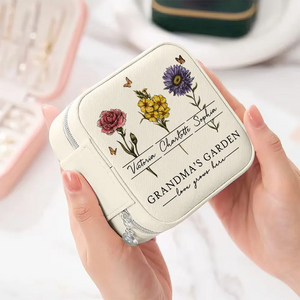 Vintage Mama's Garden Love Grows Here - Personalized Square Jewelry Box - Gift For Mom, Mother's Day, Birthday Gift
