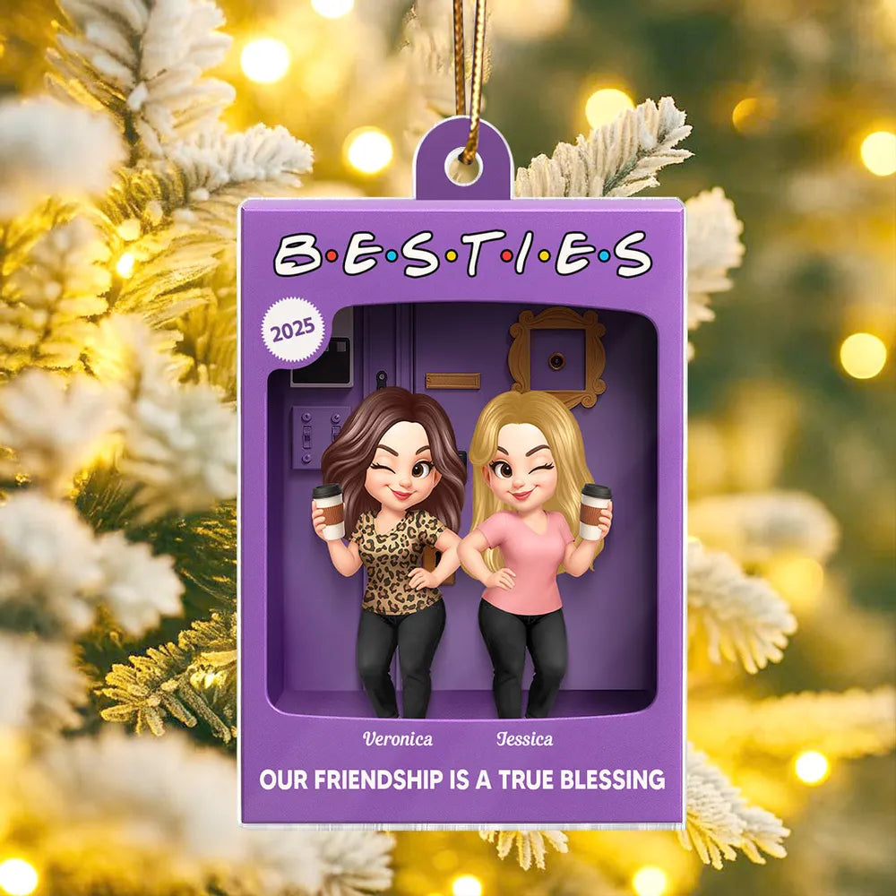 3D Effect Besties Forever Best Friends - Personalized Acrylic Ornament - Christmas Gift For Besties