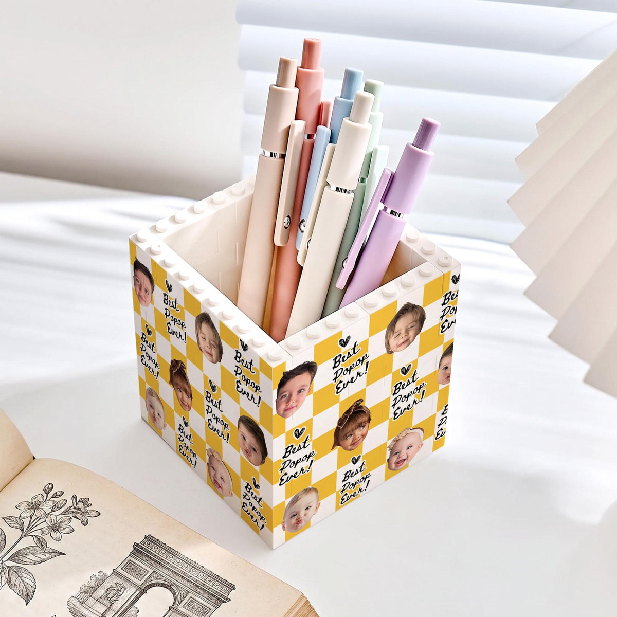 Personalized Baby Face Photo Building Block Pen Holder, Best Dad Ever Puzzle Block, New Dad Gift, Fathers Day Gift For Dad, Papa