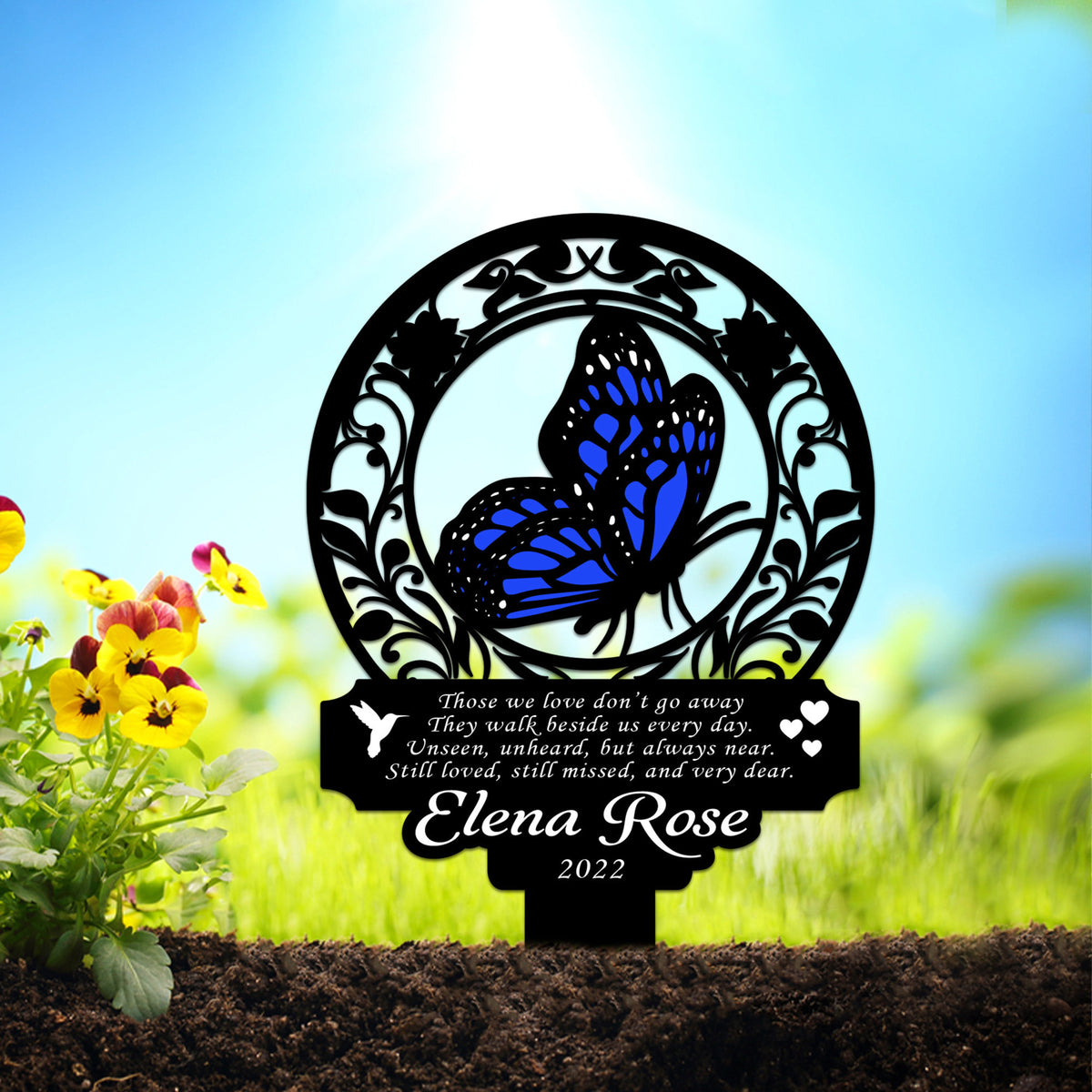 Personalized Memorial Stake Metal, Butterfly Memorial Stake, In Loving Memorial, Remembrance Stake, Sympathy Gift, Mother's Day Gift