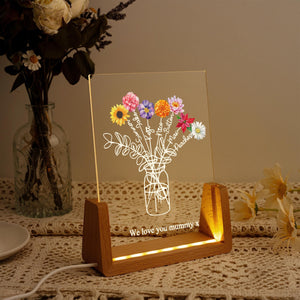 Custom Family Bouquet Night Light, Mothers Day Gift, Mum's Bunch with Kids Name, Birth Flower Lamp, Gift for Mom/Grandma, Mother's Day Gift
