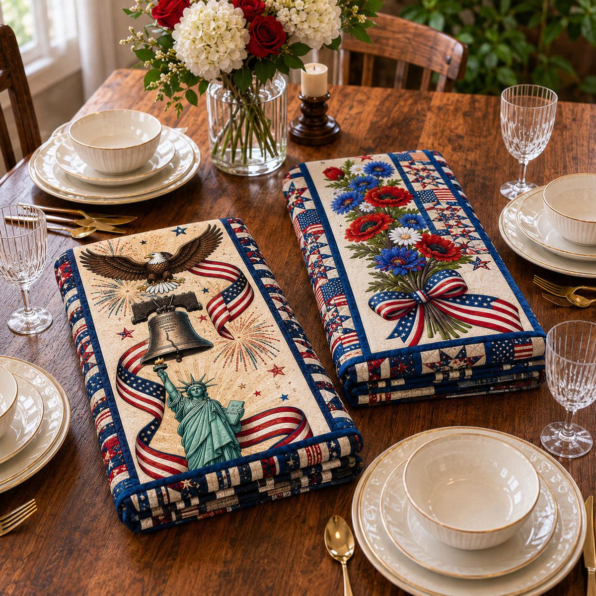 USA 250th Anniversary Table Runner, Patriotic America 1776-2026 Table Decor, Independence Day Dining Table Runner, Americana Home Decoration