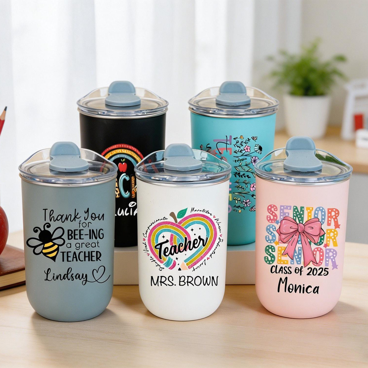 Personalized Teacher Tumbler 10oz, Thank You Teacher Gift, Teacher Appreciation Gifts, School Travel Mug Gift For Teacher, End of Year Gift