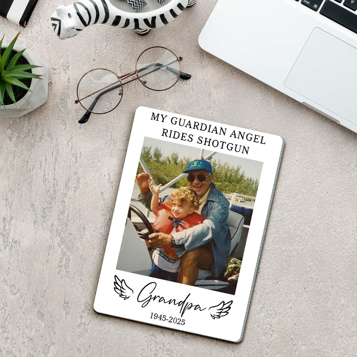 Personalized Dad Memorial Photo Car Visor Clip, Loss Of Dad Papa Gift, Guardian Angel Keepsake Gift, Sympathy Gift For Loss Of Loved Ones