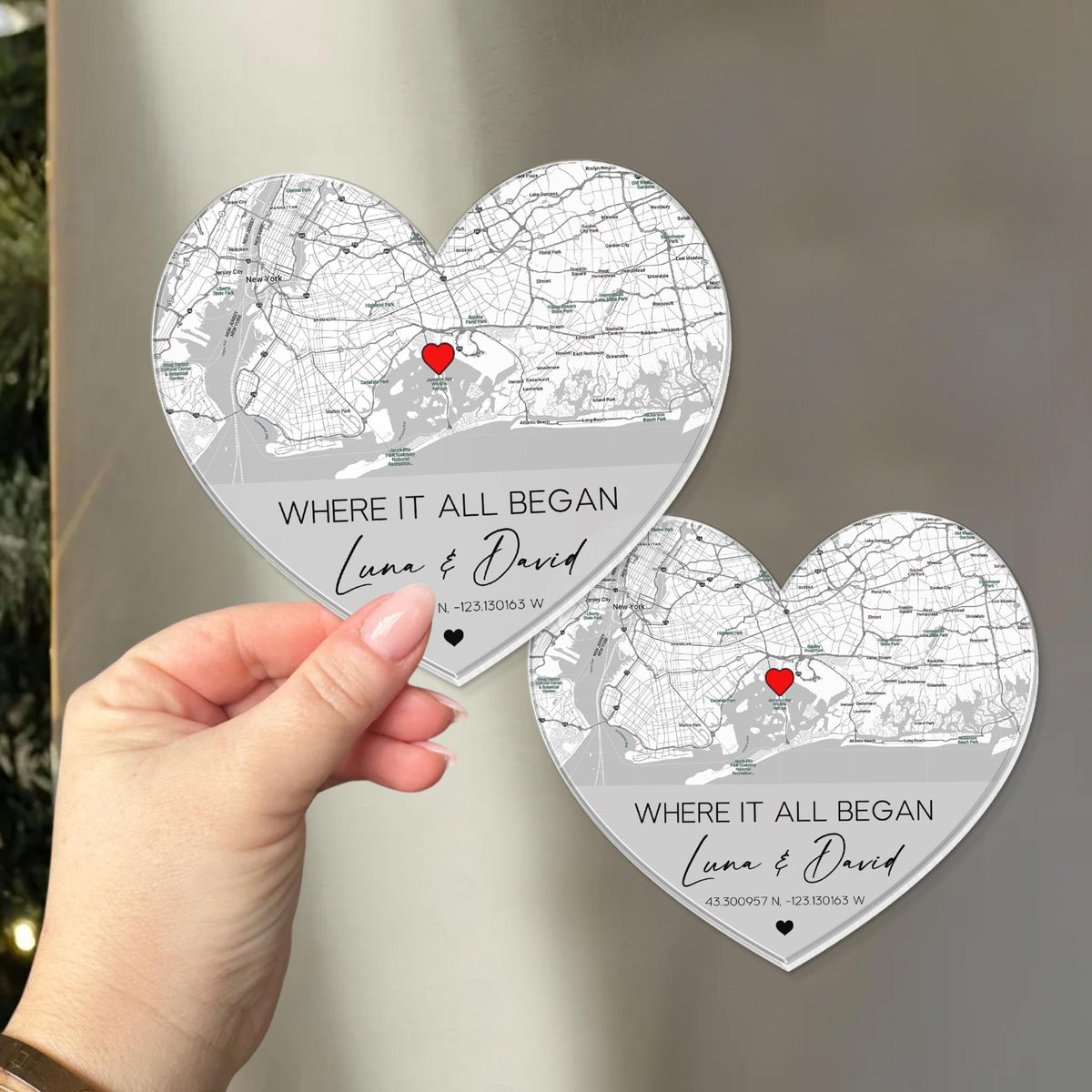 Personalized Anniversary Gift, Custom Location Map Fridge Magnet, Where We Met Map Magnet, Gift For Him, Newly Engaged Gift, Couples Gift