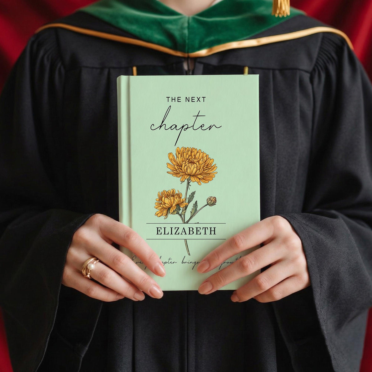 Personalized Birth Month Flower The Next Chapter Hardcover Journal Matte: Class Of 2026 Gift, Graduation 2026 Gift For Daughter