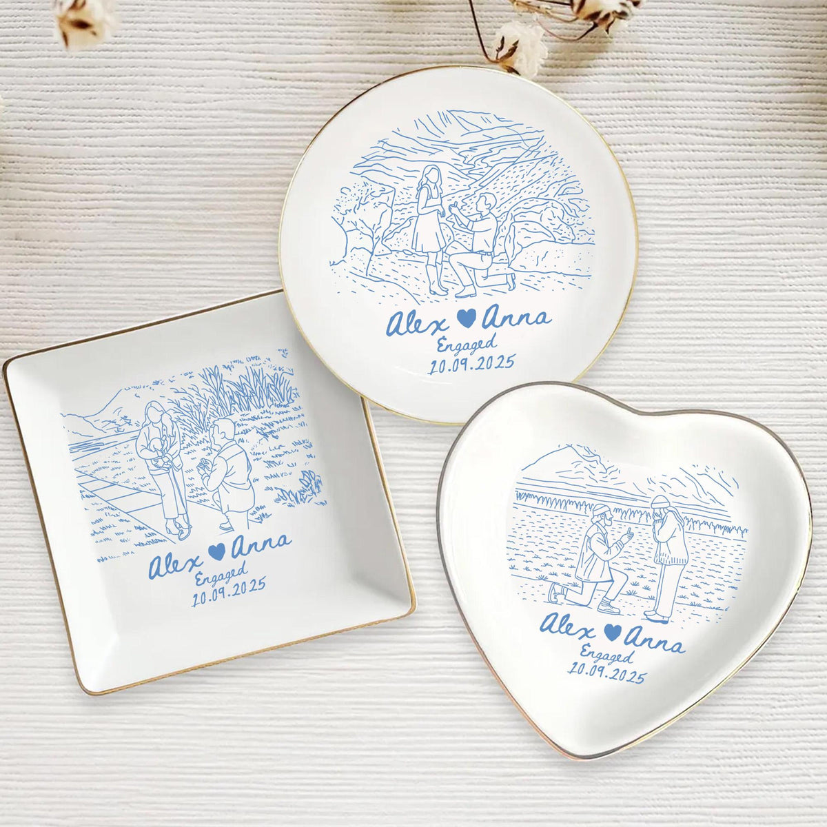 Personalized Couple Portrait Ring Dish, Engagement Gift, Wedding Gift For Bride, Handmade Custom Photo Ring Dish, Custom Photo Jewelry Tray