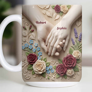 Couple Holds Hands And Roses - Personalized Mug - Gift For Couple