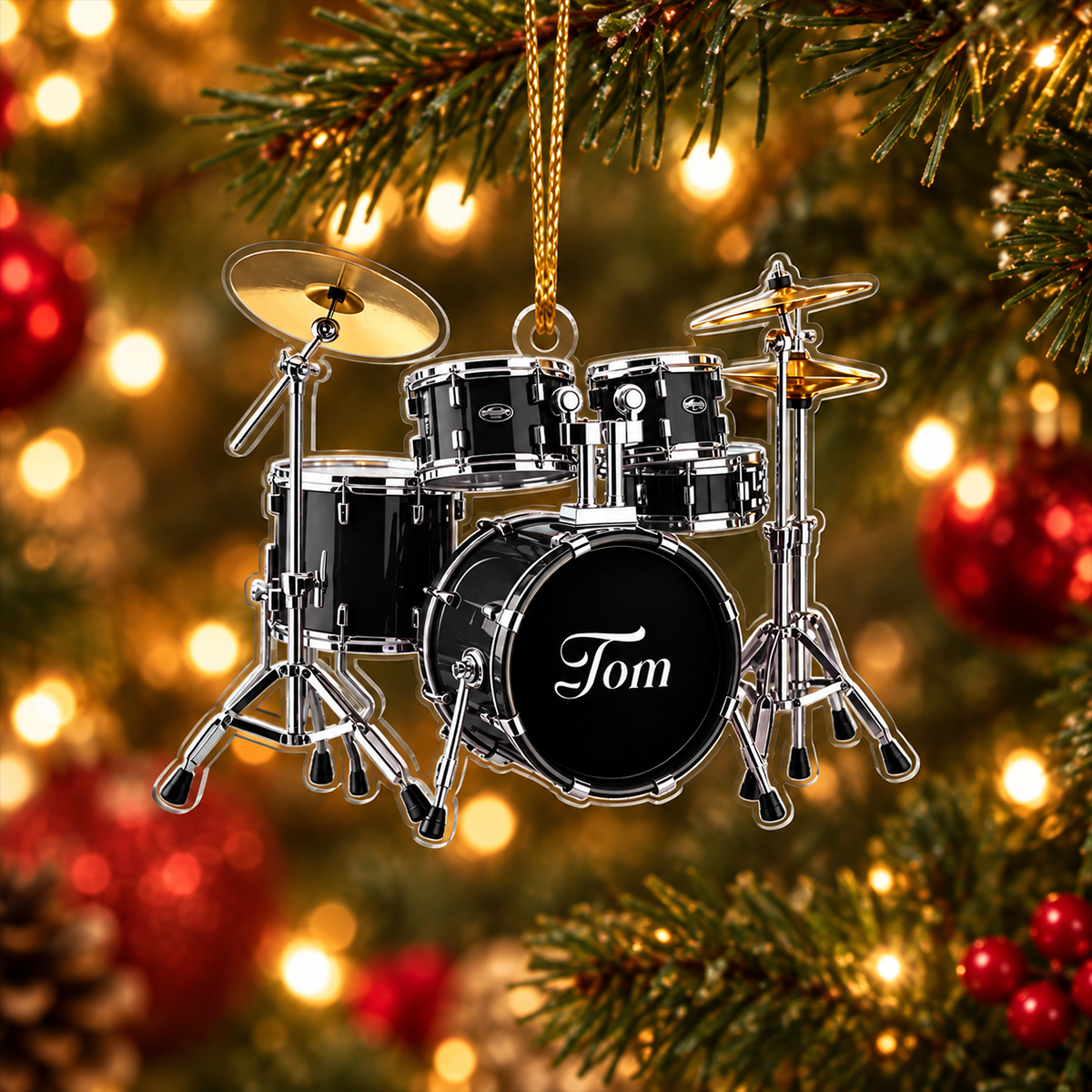 Personalized Name Drum Ornament, Xmas Gifts For Drummer