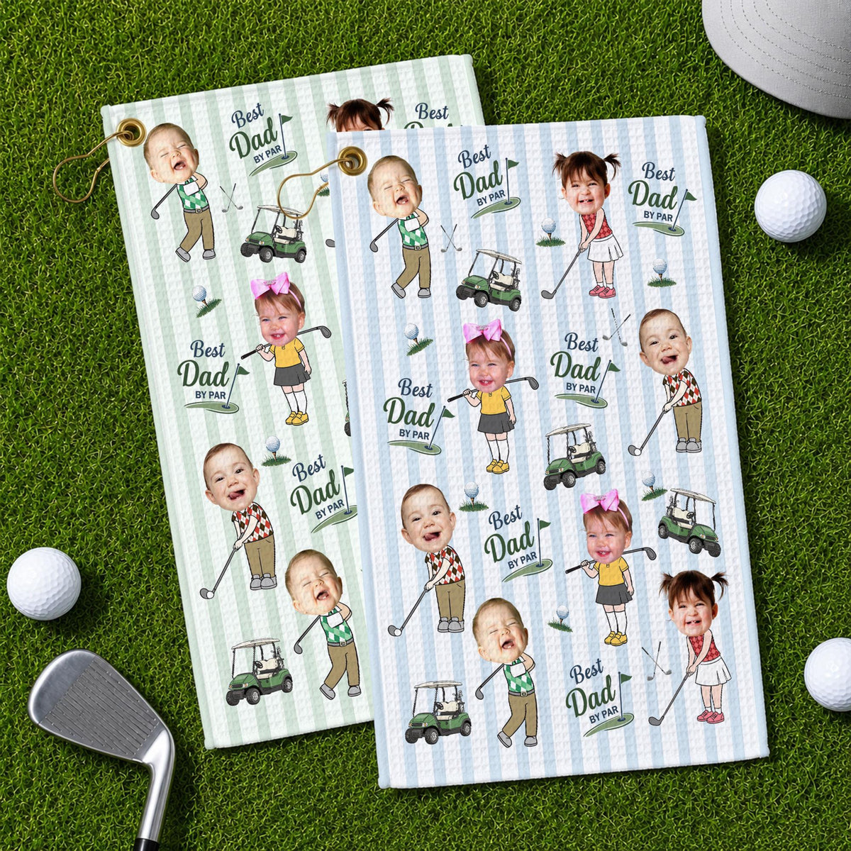 Personalized Baby Photo Golf Towel for Dad, Kids Photo Golf Towel, Best Dad By Par Towel, Fathers Day Gift For Husband, Golf Dad Gift
