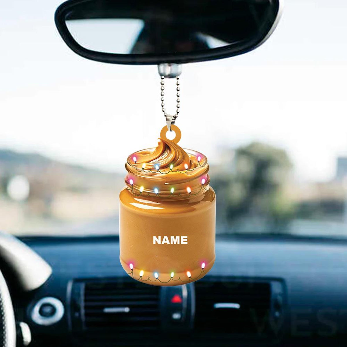 Personalized Peanut Butter Ornament, Peanut Butter Christmas Decor, Peanut Butter Car Decor, Xmas Peanut Butter Lover Gift