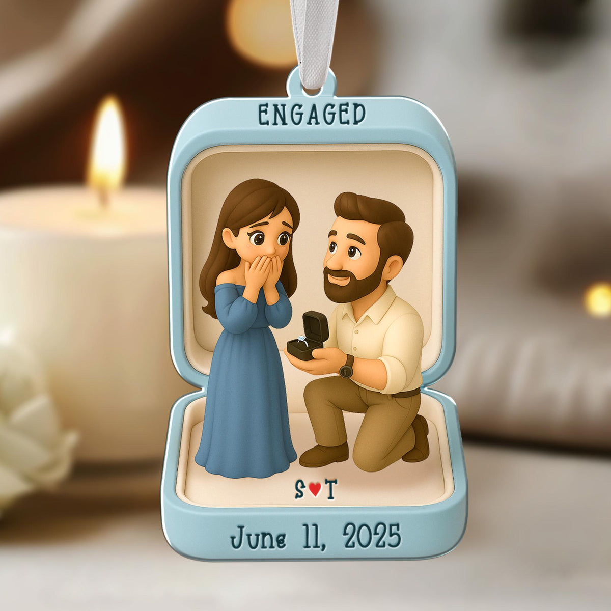 First Christmas Engaged 2025 Ornament, Custom Proposal Photo Figure Ornament, Personalized Engagement Keepsake, Christmas Gift For Couples