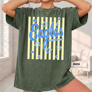 Comfort Colors Custom Mascot Team Shirts, Striped School Spirit Shirt, Game Day Mom Shirt, Back To School