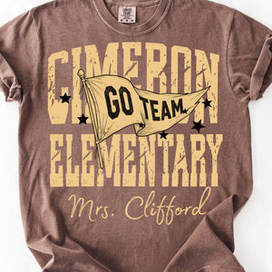 Comfort Colors Custom School Name Shirts, School Mascot Pennant Flag, Back To School Shirt