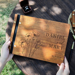 Personalized Wedding Guestbook, Elegant Wooden Wedding Guest Book, Reception Book , Photobooth Guestbook, Photo Album, Wedding Keepsake