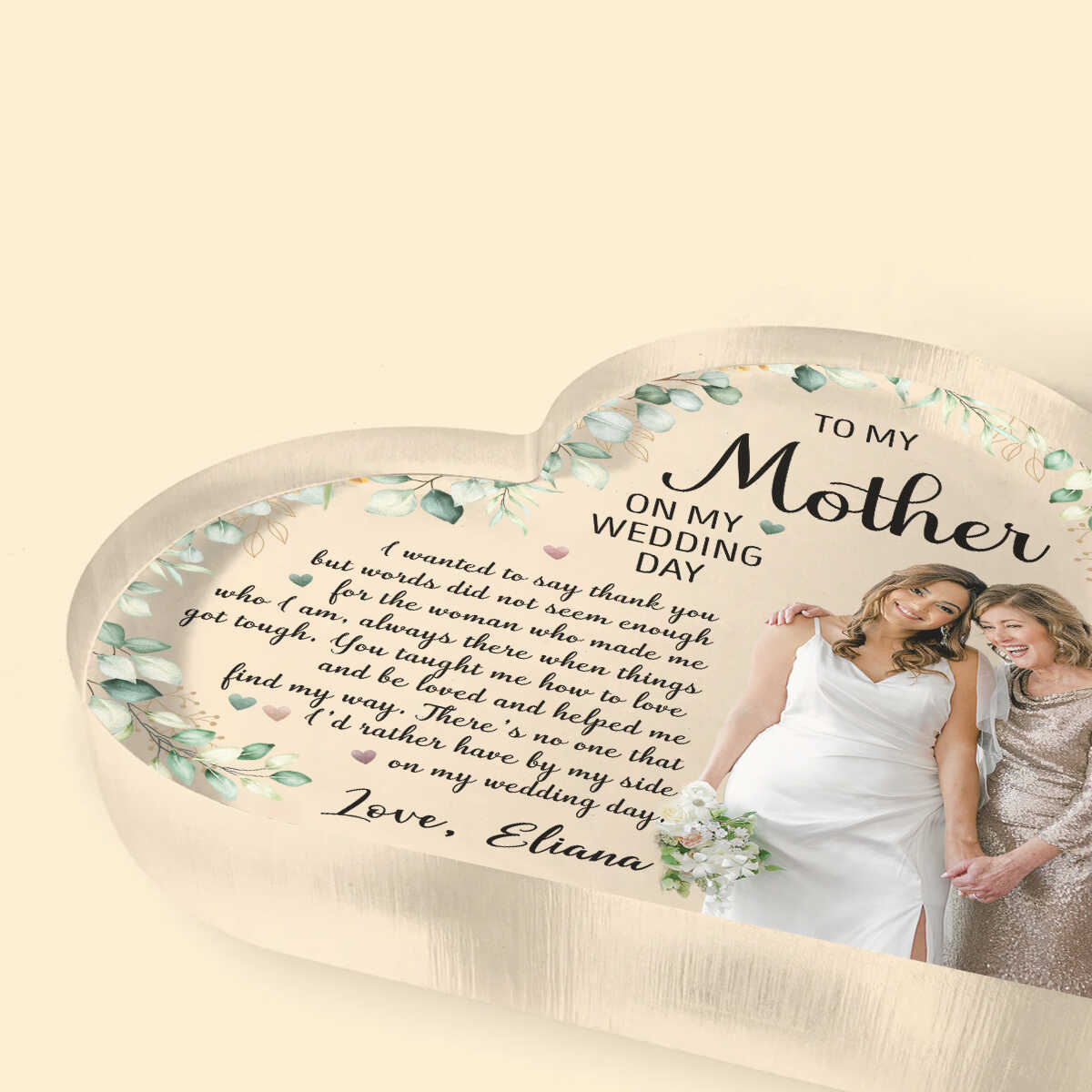 To My Mother I Wanted To Say Thank You - Personalized Acrylic Plaque - Gift For Mom On Wedding Day