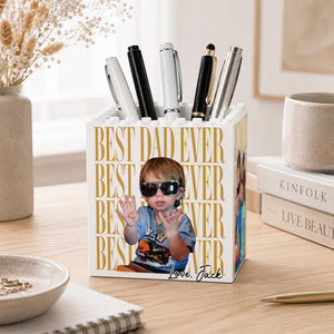 Personalized Photo Dad Building Block Pen Holder, Brick Photo Pencil Pot, Fathers Day Gift, Gift for Dad, Fathers Day Gift from Kids