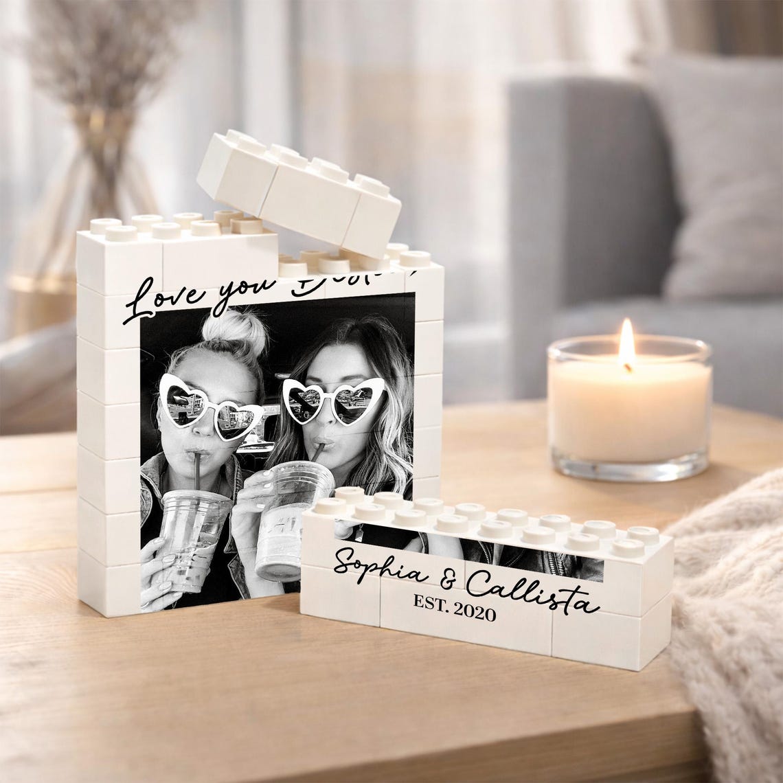 Personalized Besties Photo Building Block, Best Friends Sister Birthday Gift, Friendship Puzzle Gift for Her, Bridesmaid Proposal Keepsake