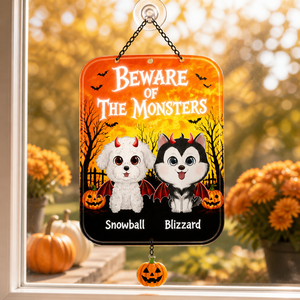 Halloween Beware of the Monsters Pet Garden Flag – Custom Cartoon Portraits - Personalized 1 Layered Suncatcher with Charm 9a0b10c2-3c83-4c6c-8aa3-1bb5457f9916.png