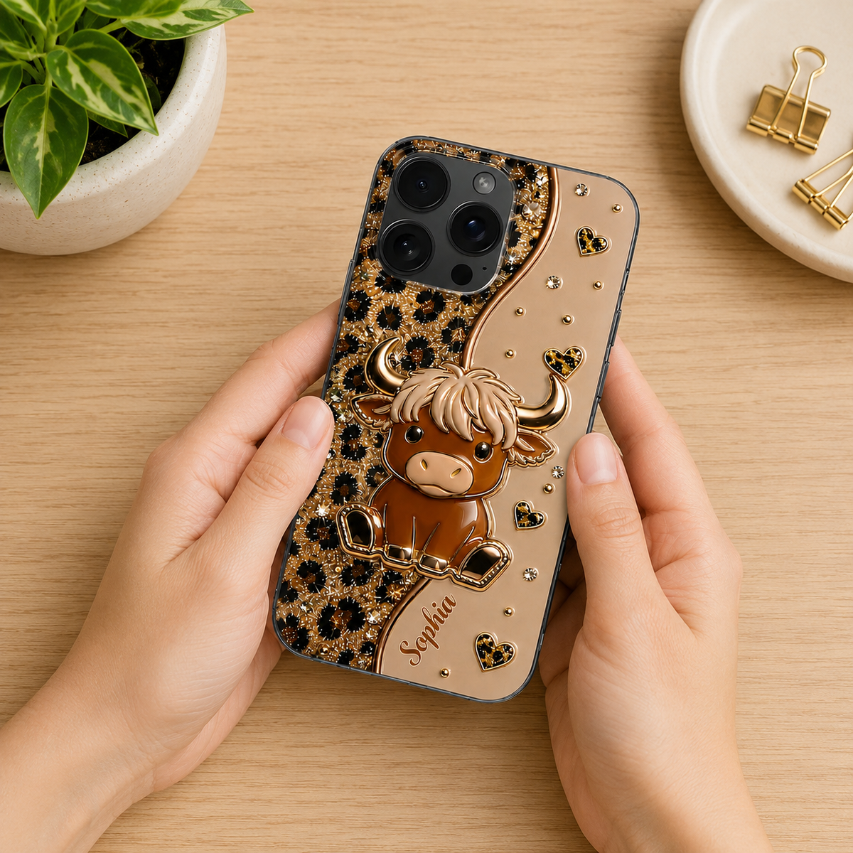 Cute Highland Cow Phone Case, Personalized Gift For Her