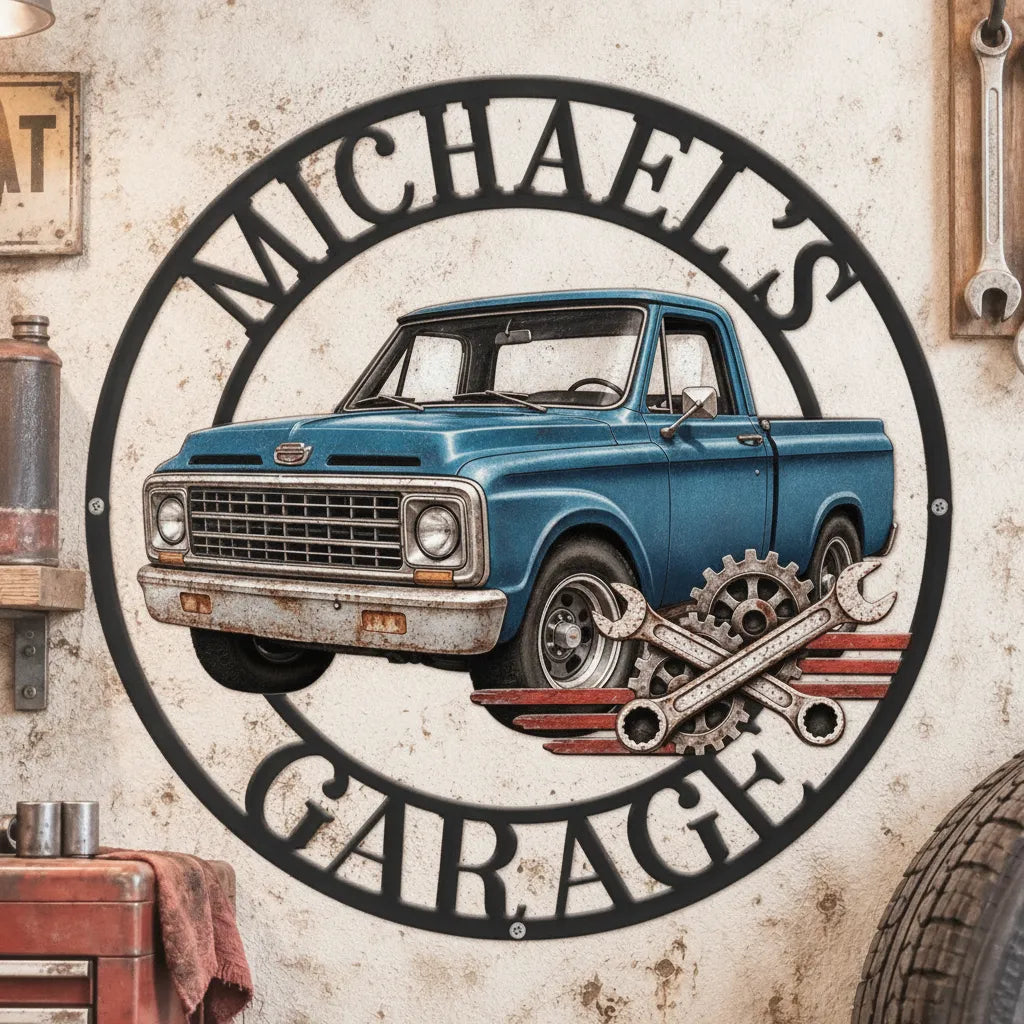 Custom Photo Garage Mechanic Shaped Metal Sign - Personalized Birthday Gifts