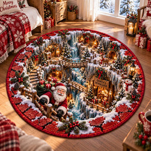 Christmas Santa 3D Illusion Round Rug, Spiral Staircase Library Area Rug, Xmas Home Decor, Halloween Round Rug Gift 9a509c28-289c-4997-b3de-2c4ccf2b3a22-sssss-1-.webp