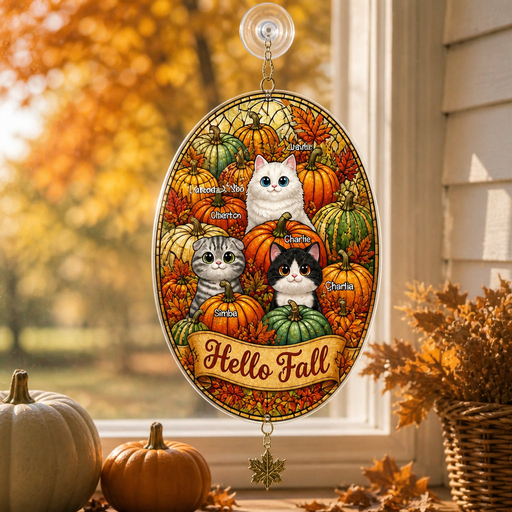 Hello Fall Custom Cat Portrait Garden Flag - Personalized 1 Layered Suncatcher with Charm 9a6cec39-9678-4934-8991-9864d3b286fa.jpg