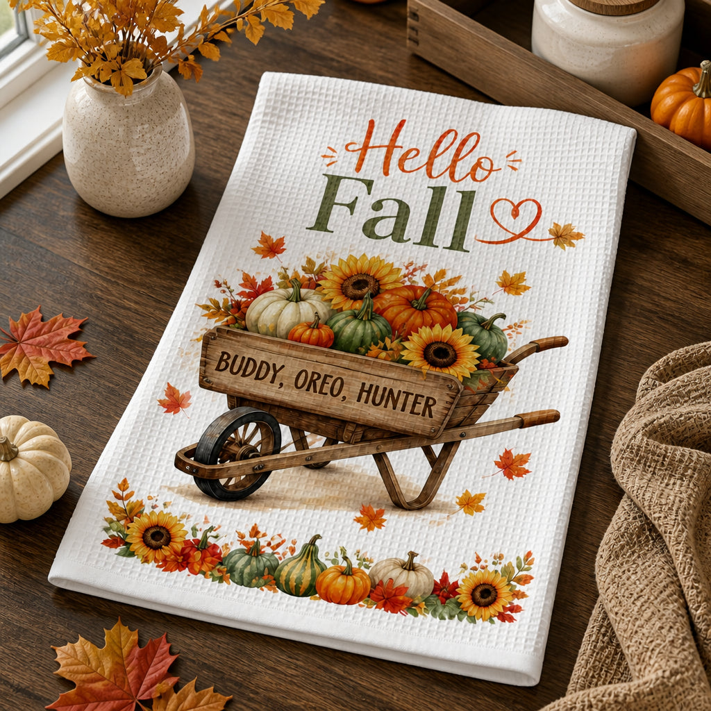 Hello Fall Pet Names Kitchen Towel - Personalized Kitchen Towel 9a7e1d19-75cb-4b2a-be90-19c89a2e068d.jpg