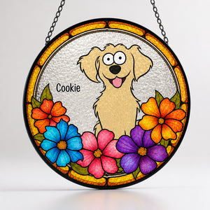 Personalized Dog Name Stained-Glass Suncatcher – Floral Round - Personalized Suncatcher Stained Glass 9addaa47-b93a-470a-85ef-c183d00cfbc8.jpg