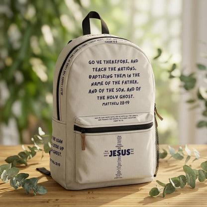 Christian Bible Verse Backpack , Missionary Gift , Mission Trip Travel Accessory, Great Commission, Gift For Family, Friends 9b02734f-4c9e-4d79-b7c0-99aaa2adc9b5-m1.jpg