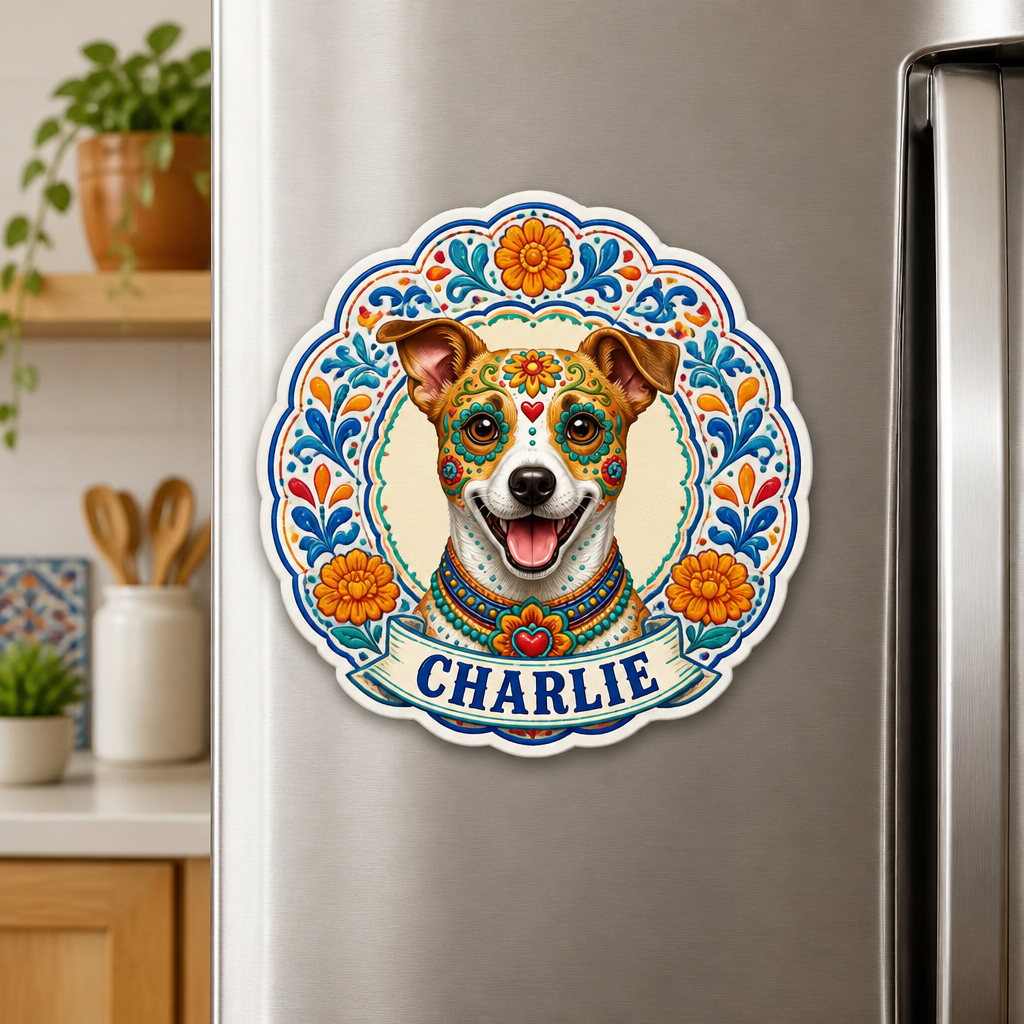 Talavera Pet Portrait Custom Fridge Magnet - Personalized Custom Shape Fridge Magnet 9b472ee1-8584-4abe-a053-9d606a70d725.png