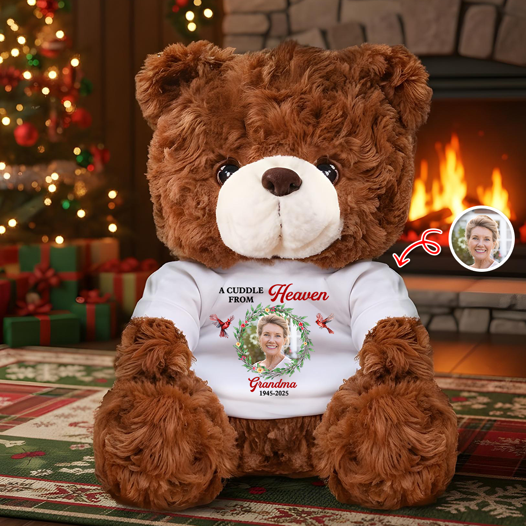 Christmas A Cuddle From Heaven - Memorial Personalized Custom Teddy Bear Plush - Sympathy Gift For Family Members 9b4e9a5c-8ac6-4c42-98fa-117550f49585-2.png