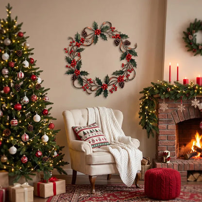 Christmas Metal Wreath, Holly Berries and Pine Cones Door Decor, Festive Holiday Porch Hanging, Winter Entryway Accent 9b93e7a9-fb80-4dc1-ad8b-756f1c09f3fb-fgty-2-.webp