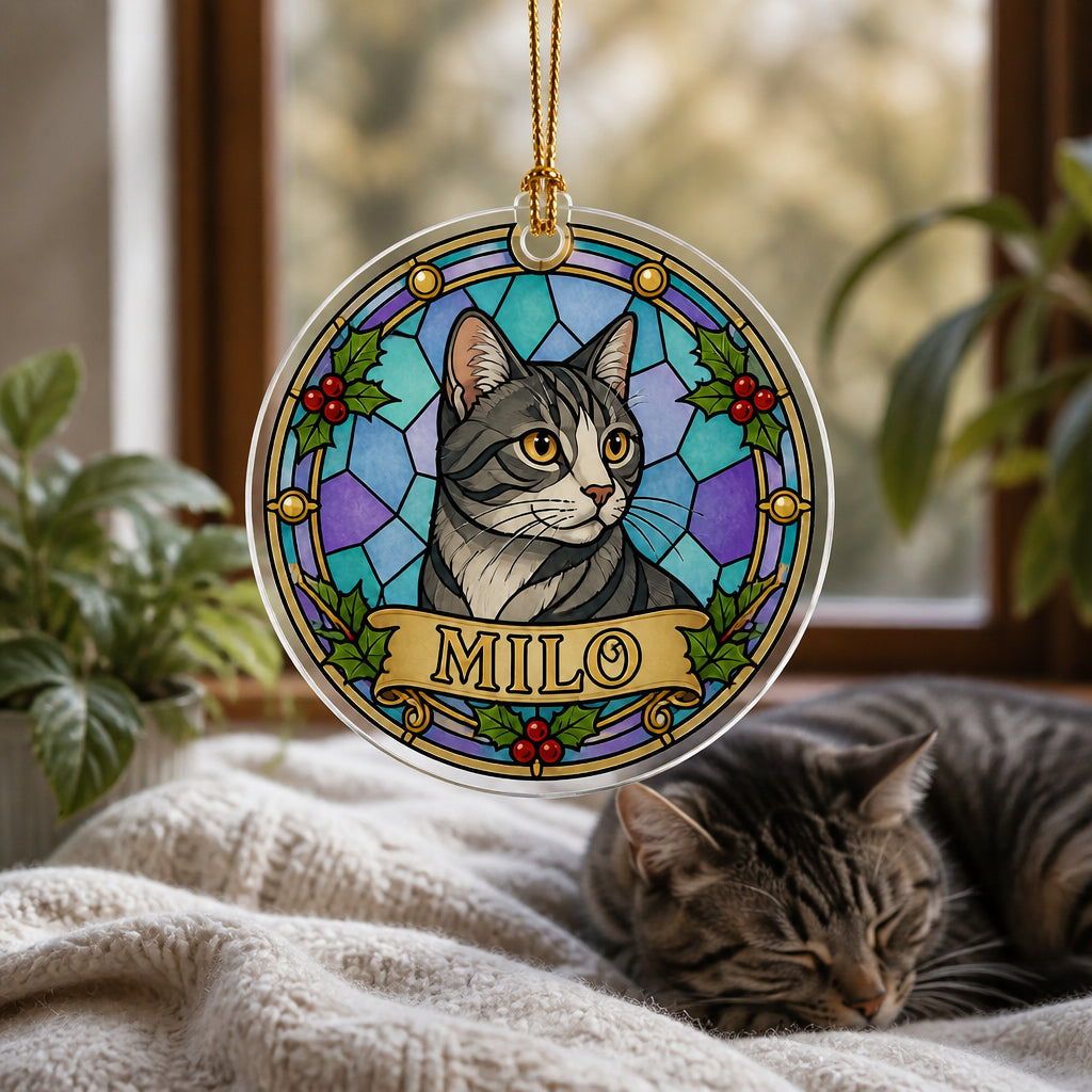 Stained-Glass Cat Name Ornament - Personalized Transparent Acrylic Ornament 9ba23b35-59c0-4c8c-8224-6a989bb9d5a6.jpg