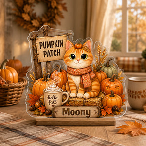 Autumn Pumpkin Patch Cat - Custom Name Table Sign - Personalized Custom Shape Acrylic Table Sign 9badc5d9-d176-4493-b0ca-95c934bd9765.jpg