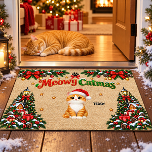 Christmas Meowy Catmas Cute Cats - Personalized Doormat - Christmas Gift For Cat Lovers, Christmas Decor 9befa02e-ca18-4bcd-99f2-7f69e93a8772-MOCKUP-6.png
