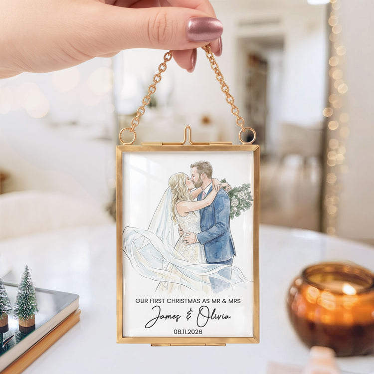 Christmas Frame Ornament Our First Christmas Couple Photo Watercolor - Personalized Frame Ornament, Unique Gift For Couple 9bf25c83-b170-47c7-86fb-1ac56cffb304-lo1.jpg