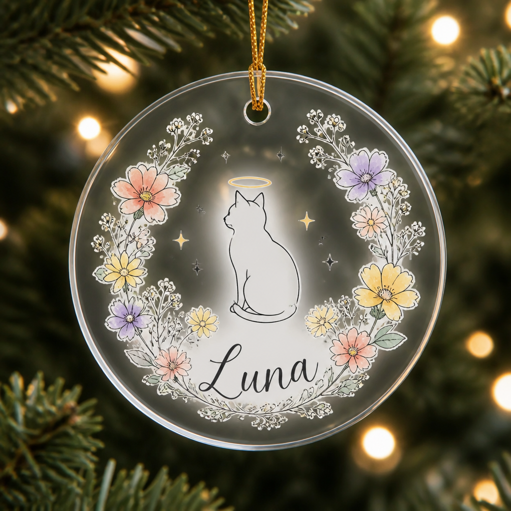 Cat Memorial Floral Name Ornament - Personalized Transparent Acrylic Ornament 9bfffdc8-c833-4ff8-a751-30e19034dd8f.png