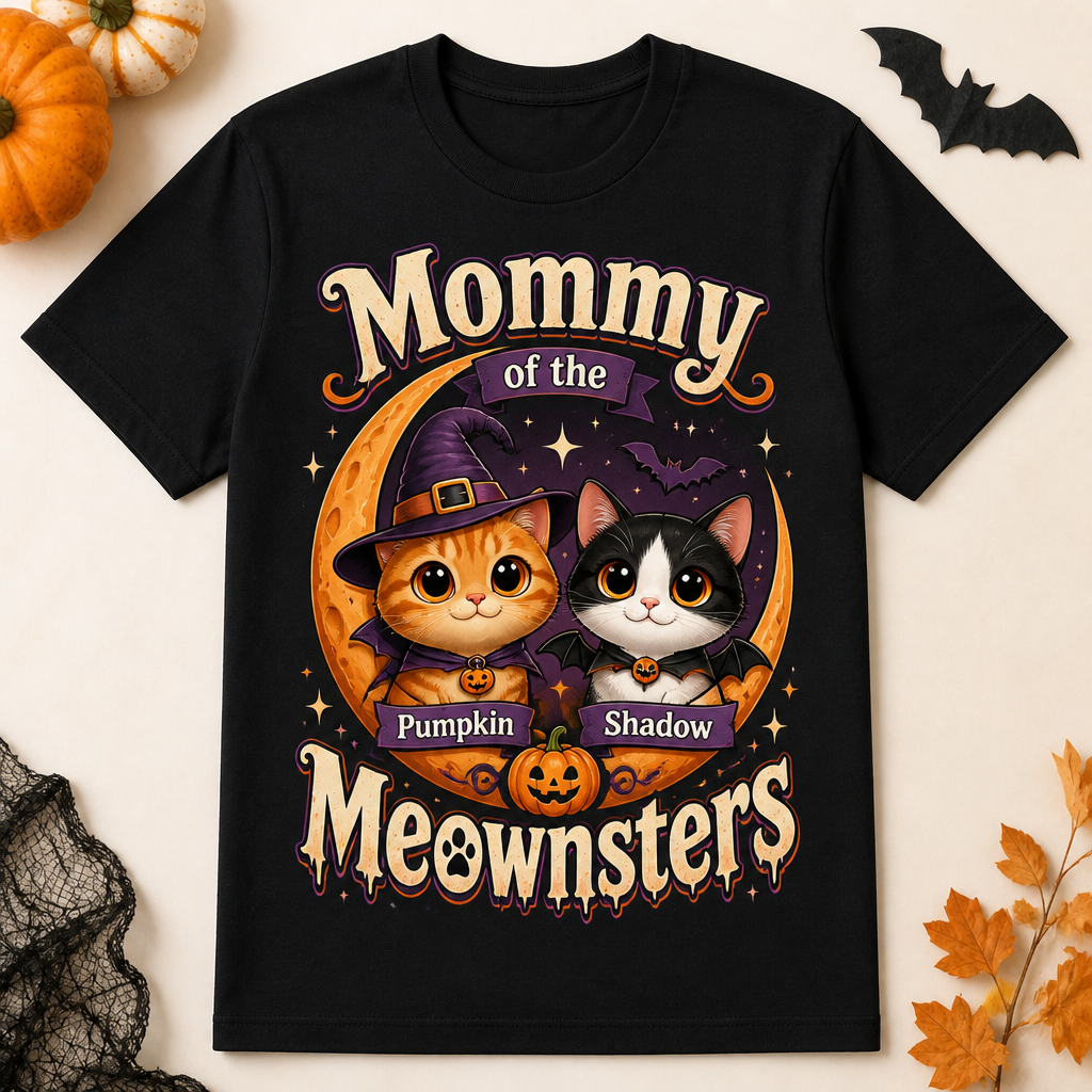 Mommy of the Meownsters – Custom Pet Portrait Tee (2 Cats) - Personalized T-shirt 9c00362c-14c0-434a-b6fb-3ff648cb7cf9.png